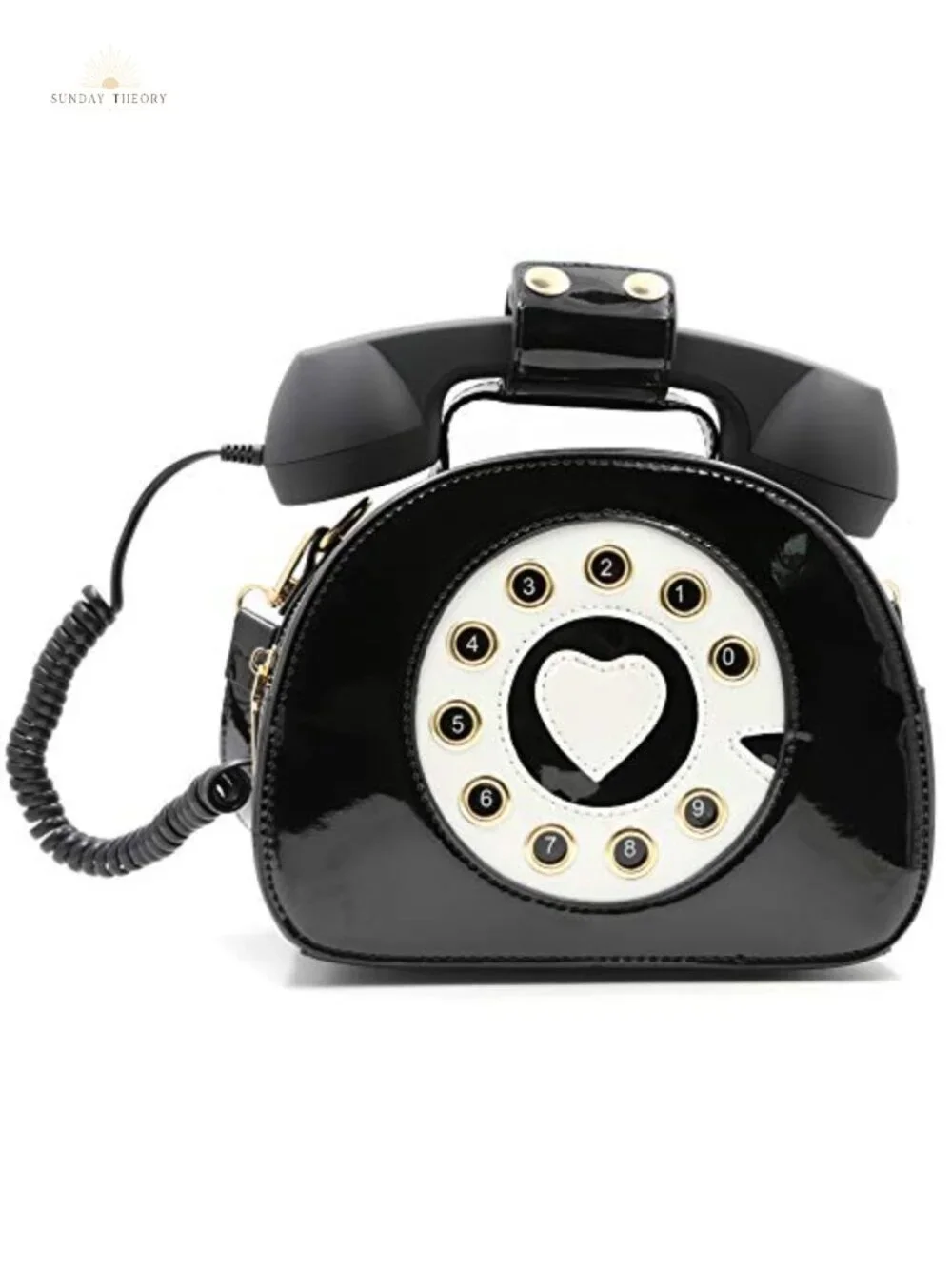 Retro Dial Telephone Crossbody Bag PU Movable Microphone Purse
